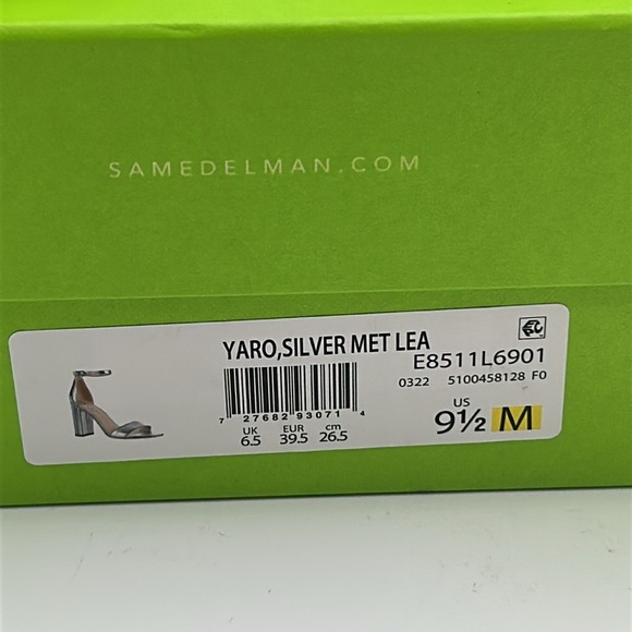 2449- Sam Edelman Yaro Ankle Strap Block Heel Sandals Size 9.5 Silver NWT - Picture 8 of 8